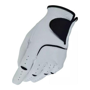 <b>High</b> Quality Professional <b>White</b> Cabretta <b>Leather</b> Golf Gloves Men with Perforated Fingers Anti-Slip Grip Custom Logo and Size - Product Image 2