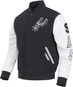 Chaqueta Bomber de los San Antonio Spurs, Bordada, 100% Transpirable, de Secado Rápido, Poliéster/Cuero, con Ribete en Contraste Blanco y Negro, Clásica para Adultos - Product Image 6