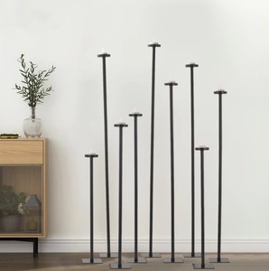 Elegant Modern Black Steel <b>Candle</b> Stand Set of 7 Tiered Height Home Decoration At <b>Cheap</b> Price - Product Image 5