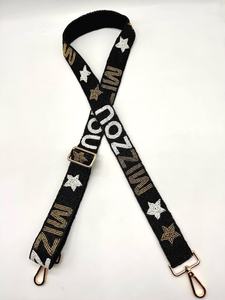 Miz Zou bestickter Taschenriemen aus goldfarbenem Polyester in rechteckiger Form mit Sternen und Buchstaben, langlebiges Accessoire - Product Image 2