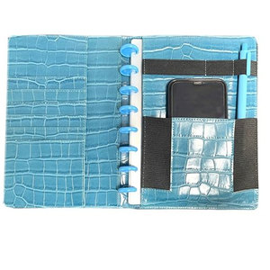 Blue Crocodile Embossed Leather Portfolio Organizer <b>Card</b> Holder Document <b>Folder</b> - Product Image 4