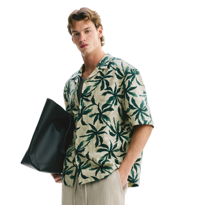 <b>Mens</b> Casual Muslin <b>Shirt</b> Relaxed Fit Short Sleeve Lightweight Breathable Button Up Summer Vacation <b>Beach</b> Holiday Clothing - Product Image 3