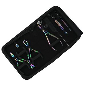Kit d'outils pour extensions capillaires : Pince à sertir pour extensions adhésives, Coupe-keratine, Crochet de retrait, Peigne à queue, Peigne à queue de cheval, Outil de séparation des mèches, Outil à doigt pour salon - Product Image 1