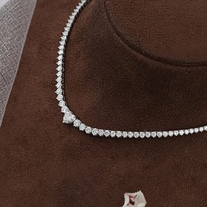 Women's 925 <b>Silver</b> Moissanite <b>Chokers</b> Tennis Necklace Heart Shape Prong Setting Rhodium Plated Trendy Style Wedding Jewelry - Product Image 6