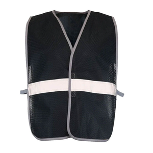 Chaleco de Seguridad Reflectante de Malla Negra con Franja Blanca, Alta Visibilidad, Ropa de Trabajo, Equipo de Tráfico y Construcción - Product Image 2