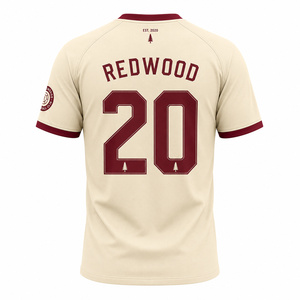 Camiseta de Fútbol del Club Victory Redwood para Hombre, Color Crema Marrón, Cuello Redondo, Manga Corta, Sublimada, Transpirable, 100% Poliéster - Product Image 2