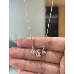 Collar con Colgante de Diamante Triple Lágrima de 0.55 Ct, Certificado IGI, Diseño Personalizado en Oro de 14K, Joyería Fina de Lujo para Mujer - Product Image 3