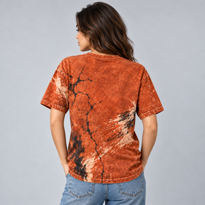 เสื้อยืดผู้หญิงพิมพ์ลายแบบกำหนดเอง ล้างสีแบบแอซิดวอช ผสมผสานสีซีดจาง ผ้าฝ้ายเนื้อนุ่ม และโครงสร้างที่ทนทานเพื่อการปรับแต่งส่วนบุคคล - Product Image 5