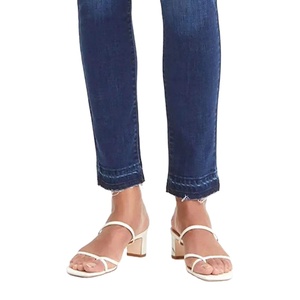 Women Mid Waist Casual Dark <b>Denim</b> Straight Jeans Regular Fit <b>Stretch</b> Breathable 100% Cotton Fashionable OEM Export Wholesale - Product Image 4