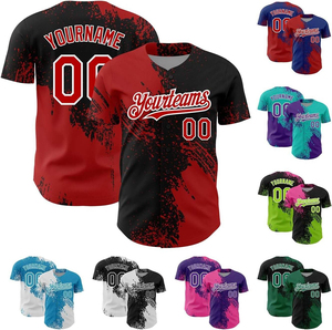Men's Custom Printed Baseball Jersey Wholesale Short Sleeve V-neck Button Shirts <b>Hip</b> Hop Sports Uniforms Plus Size Breathable - Product Image 3