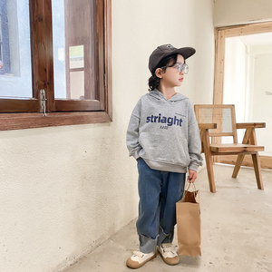 Sweat-shirt à capuche gris pour bébés garçons, pull imprimé avec lettres, manches longues, décontracté, Vintage, respirant, automne - Product Image 5