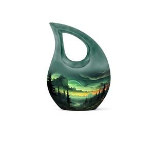 Belle urne commémorative en métal noir en forme de goutte d'eau pour cendres humaines, petite urne décorative pour cendres d'enfant. - Product Image 6