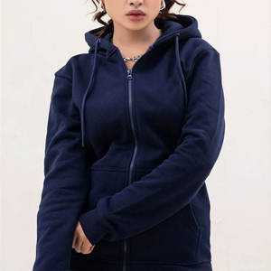 Wholesale Design Custom Logo Women's <b>Zipper</b> Up Hoodie & Sweatshirt Fleece Solid Color Full Sleeve Regular Fit Breathable Hoodies - Product Image 4