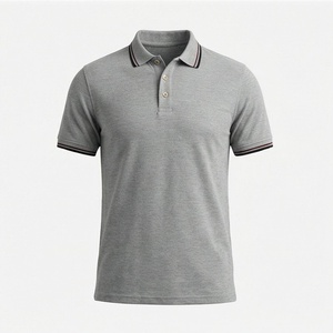 Polo de Algodón Gris de Manga Corta para Hombre, Corte Regular, Tejido Sólido, Diseño Casual y Transpirable - Product Image 1