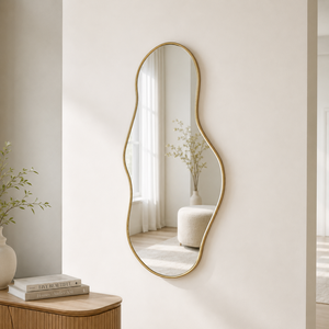 Gold Irregular Full Length Wall Mirror Modern Organic Shape Metal Frame Decorative Mirror for Bedroom Living Room House Decor - Product Image 2