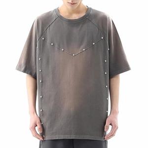 เสื้อยืดผู้ชายแบบเรียบ ปักลายเพชร สไตล์วินเทจ คอกลม รับสกรีนลายกราฟิก เสื้อยืดโอเวอร์ไซส์ - Product Image 4