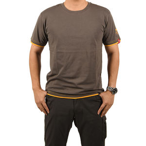 เสื้อยืดคอกลมแขนสั้นสีดำสำหรับผู้ชาย ทรงปกติ ผ้าฝ้ายเจอร์ซีย์ถัก 100% สีพื้น ดีไซน์เรียบง่าย - Product Image 6