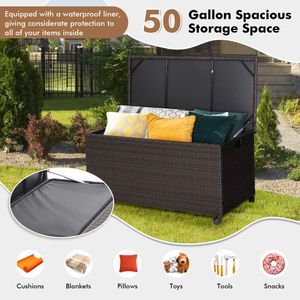 Boîte de rangement extérieure en osier de 50 gallons avec doublure à glissière Produit élégant et pratique pour le stockage extérieur - Product Image 5
