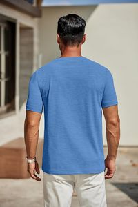 T-shirt pour homme à col en V, coton premium, manches courtes, vêtement décontracté, écologique, séchage rapide, tissu doux et respirant, coupe ajustée, 180g, été - Product Image 5