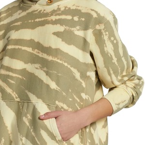 Custom Women Oversized Hoodie Yellow Tiger Tie Dye Cotton French Terry Pullover Sweatshirt <b>Button</b> Neck OEM Wholesale - Product Image 6