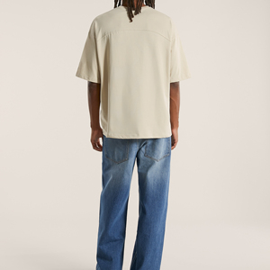 T-shirt décontracté 100 % coton pour homme, coupe classique, 220 g/m², col rond, couleur unie, tricoté de haute qualité, vierge, personnalisable - Product Image 3