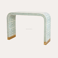 Table console d'entrée florale avec incrustation d'os Tables console élégantes pour la décoration intérieure