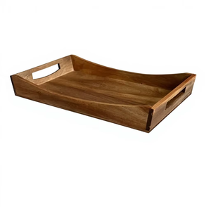 ถาดไม้ทรงสี่เหลี่ยมผืนผ้า ทนทาน ทำจากไม้ธรรมชาติ พื้นผิวเรียบเนียน สำหรับเสิร์ฟอาหารในครัวและตกแต่งโต๊ะ จากซัพพลายเออร์อินเดีย - Product Image 1