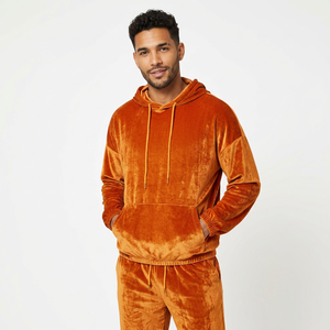Unisex Tracksuit Set Hooded Full <b>Sleeve</b> Solid Orange Casual <b>Sweatshirt</b> Pants Autumn Loose Fit Drawstring - Product Image 4