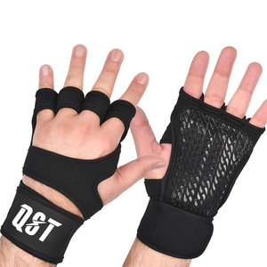 Customizable Half-<b>finger</b> Cross Training Synthetic Leather Mesh Fabric Gloves Adjustable Wrist Wrap <b>Strap</b> for Gym Fitness Sports - Product Image 1
