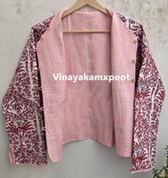Veste matelassée réversible en tricot à fleurs rouges pour femmes, faite à la main, en coton respirant, broderie écologique, hiver