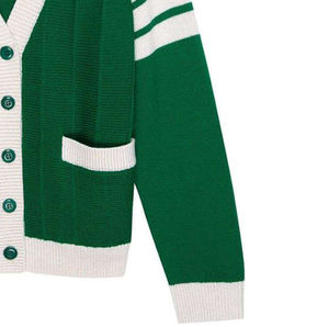 Cardigan en maille vert à col en V épais et respirant anti-plis pour homme, pull à manches longues de couleur unie, double boutonnage, idéal pour l'hiver - Product Image 6