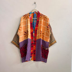 Robe kimono en soie indienne pour femme, courte, pour l'été, tenue décontractée - Product Image 1