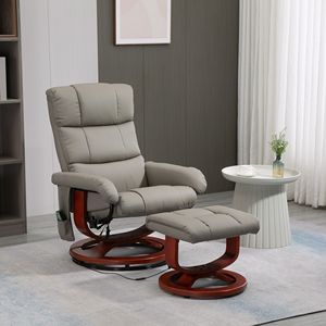 Swivel Recliner Chair with Ottoman 10 <b>Vibrating</b> Massage Faux Leather Reclining Chair <b>Remote</b> Control Premium Comfort Relaxation - Product Image 2