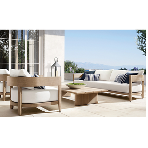 Premium Outdoor <b>Sofa</b> Solid Teak Frame Two-Seater <b>Waterproof</b> Cushion Contemporary Patio Lounge Couch Luxury Garden Furniture - Product Image 6