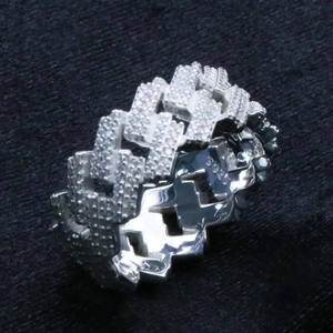 Moissanite Iced Chunky Cluster 925 Sterling Silver Rhodium Plated Diamond Wedding Hip Hop Style <b>Statement</b> Jewelry <b>for</b> Men <b>Women</b> - Product Image 3