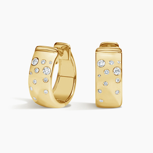 Scatter-Set Diamond Wide <b>Hinged</b> Hoop <b>Earrings</b> - Product Image 1