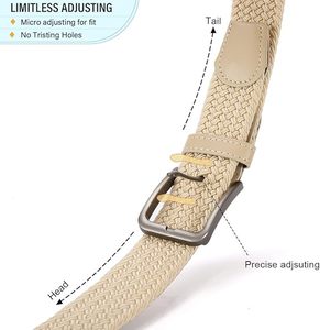 <b>Braided</b> Casual Belt Solid Color Stretch Design Men's Fashion <b>Accessory</b> Silver Square Buckle Cow Hide Durable Style - Product Image 5
