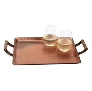 Premium <b>Copper</b> Serving Tray Elegant Handcrafted Dining Platter for Serving Food Tea Coffee Home Kitchen Hotel Restaurant <b>Table</b> - Product Image 6