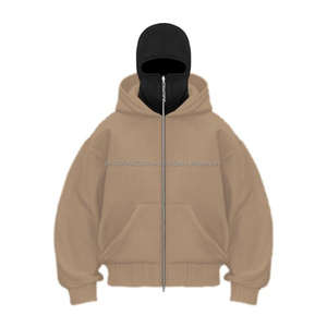 <b>Men's</b> Custom Logo Embroidered Gangster Balaclava Hoodie Double Layer Pullover Full <b>Zip</b> Plus Size 3D Oversized Design - Product Image 5