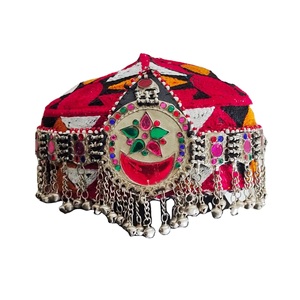 Gorros de Mujer Estilo Étnico Afgano con Decoración de Joyería Afgana Hecha a Mano, Gorros Bordados a Mano para Mujer, Sombrero con Piedras de Espejo para Adultos - Product Image 3