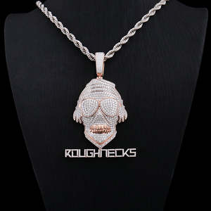 Colgante de Calavera 3D con Certificados IGI, Colgante de Diamante Moissanita, Colgante de Oro Sólido de 10k, Colgante Chapado en Oro Rosa, Joyería Hip Hop para Hombres - Product Image 2