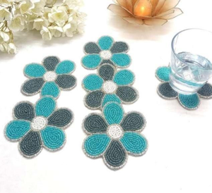 Handmade Seed Beads <b>Coaster</b> Set for Tea & Coffee Decorative <b>Beaded</b> <b>Coasters</b> - Product Image 1
