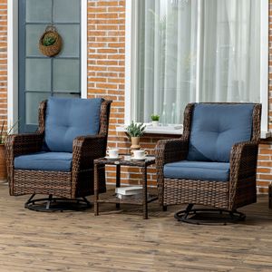 Set Bistrot Girevole a 360 Gradi Blu Scuro, Resistente alle Intemperie, in Ferro per Giardino/Patio, per Ritirarsi con Stile - Product Image 2