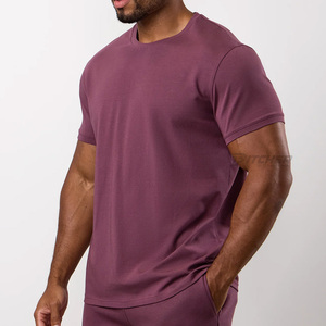 Custom Men's Gym T-<b>Shirt</b> Knitted <b>Polyester</b>/Cotton Breathable Fitness Apparel - Product Image 6
