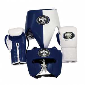 Customize <b>Sky</b> Color <b>Top</b> Quality No Boxing No Life Sparring Set Pro Leather Training Gloves Adjustable Strap Headgear Groin Guard - Product Image 4