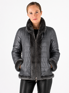 Chaqueta de Invierno Acolchada para Mujer, Color Gris, con Ribete de Piel Sintética, Cuello de Felpa de Lujo, Abrigo Aislante para Clima Frío, Elegante - Product Image 1