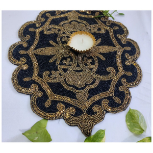 Napperons ronds de luxe faits à la main en verre perlé, motif colombe de la paix et branche d'olivier, pour Noël, mariages et événements festifs - Product Image 6