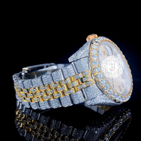 Montre de luxe en acier inoxydable fabriquée en Inde, avec diamants, mouvement mécanique, résistance à l'eau 3 BAR, pour un look sportif et décontracté