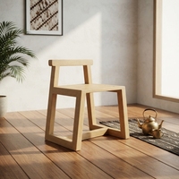 Fauteuil de loisirs en bois massif écologique, dossier bas minimaliste, style teck naturel, chaise d'appoint en bois, design géométrique pour salon