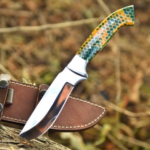 Excellent Quality Carbon Steel Fixed Blade Hunting Knife OEM ODM Available <b>Honey</b> Comb Exotic Handle Outdoor Survival Knives - Product Image 1